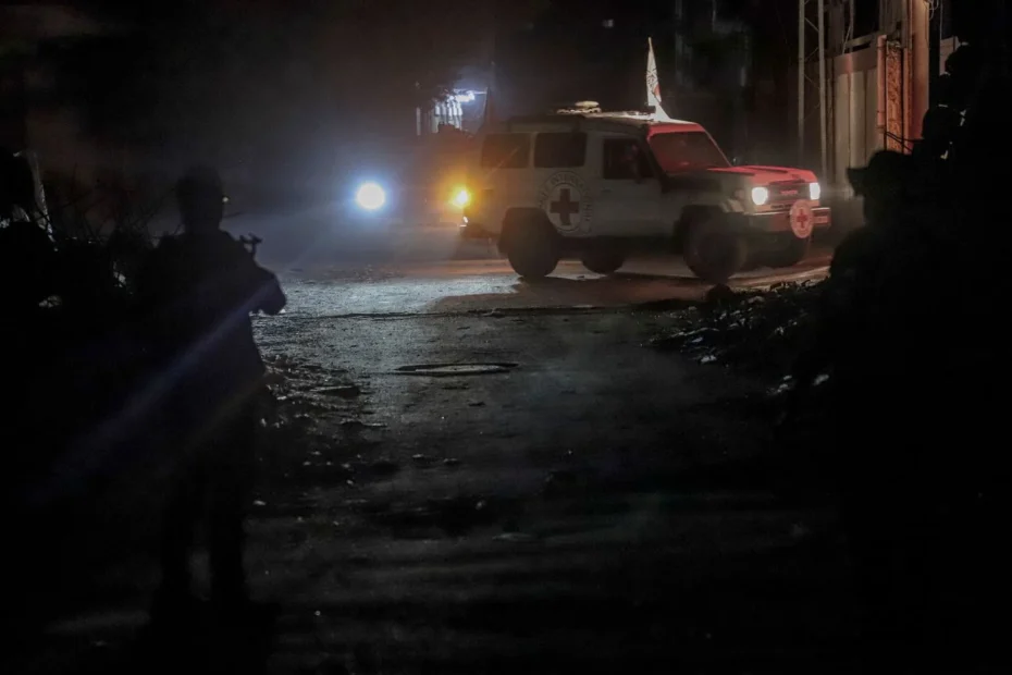 1444x920 vehicles of the international committee of the red cross carry the bodies of hostages held