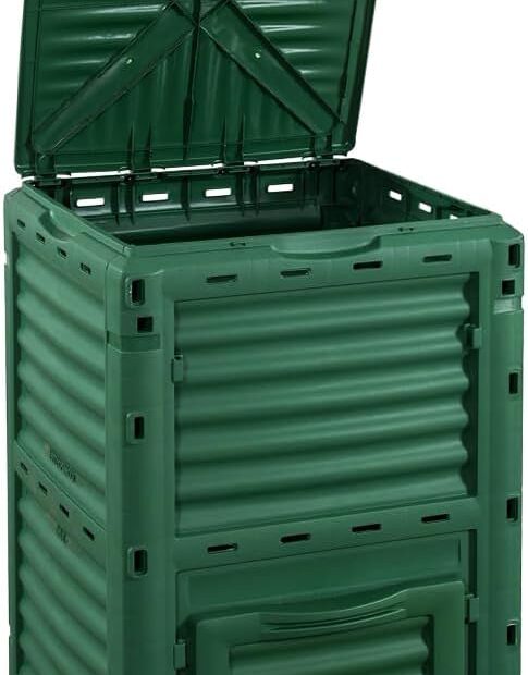 Compostiera da Giardino 300L in Plastica Verde, Resistente e Termica 1 510wjL4zwvL. AC SL1000