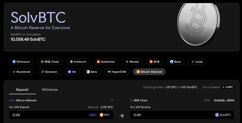 * Metro DeFi: 4 Soluzioni per Rendere i Tuoi Bitcoin
* Bitcoin: 4 Strategie DeFi per Ottimizzare la Rendita
* DeFi: 4 Modi per Incrementare i Guadagni con Bitcoin
* Rendi Bitcoin: 4 Soluzioni Anti-Boomer con Metro DeFi 3 SOLV deposit.webp